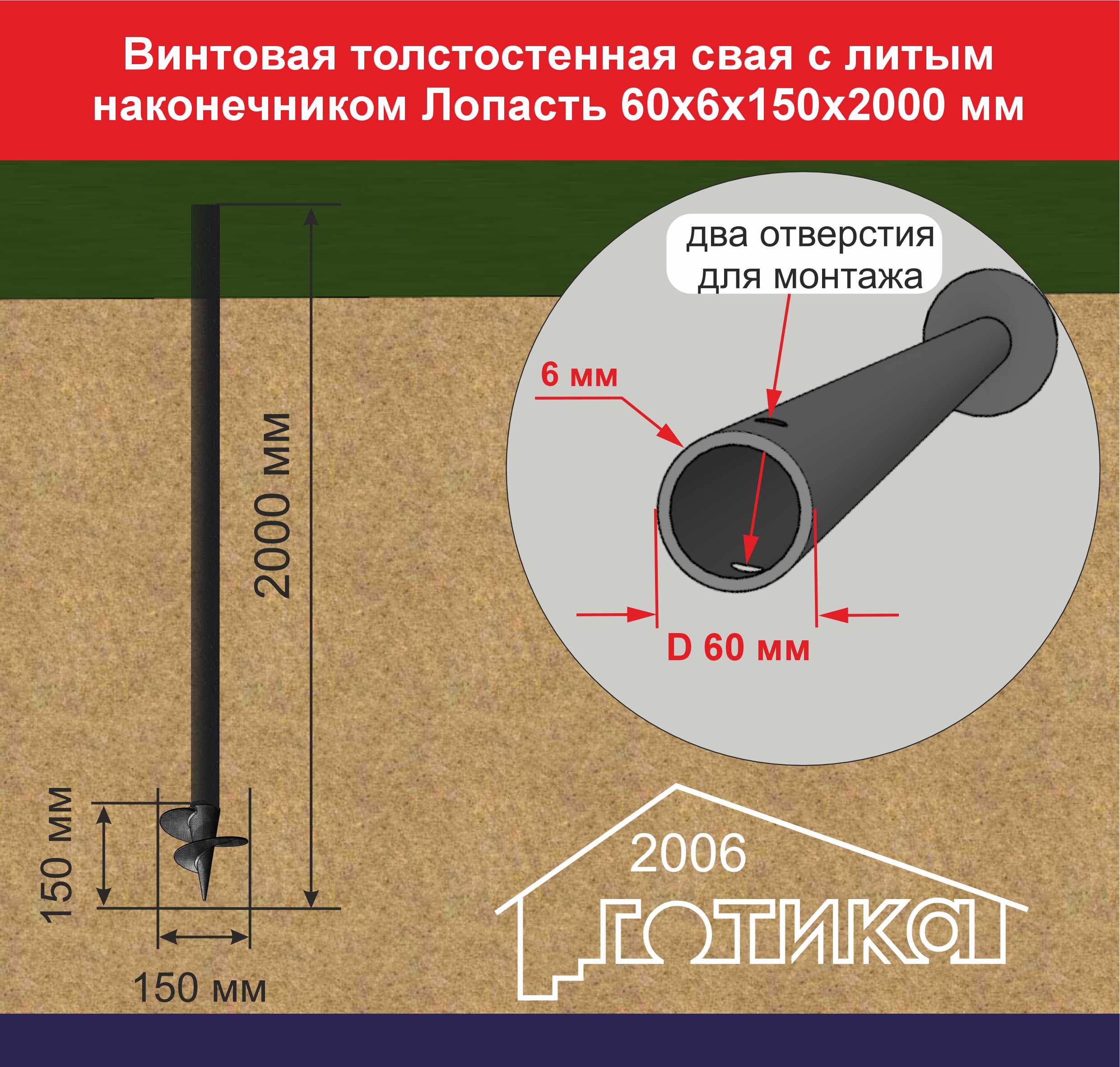 Лопасть 60х6х150х2000 мм ОФ1